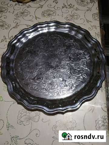 Поднос мельхиоровый Кольчугино СССР 37 см Череповец - изображение 1