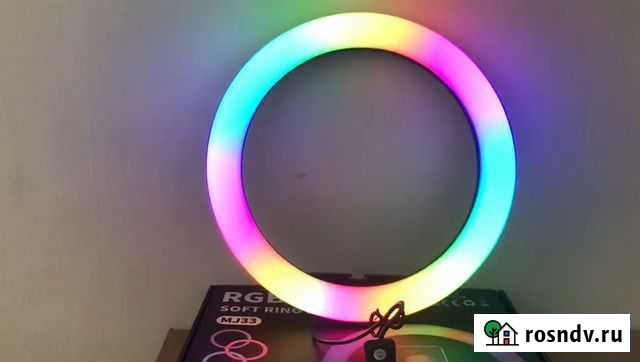 Кольцевая лампа RGB 33см + штатив + сэлфи пульт Красноярск - изображение 1