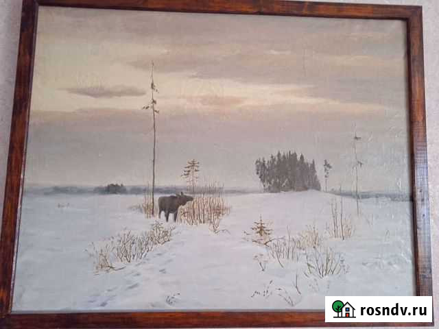 Картина маслом на холсте пейзаж Одинокий лось. 100 Киров - изображение 1