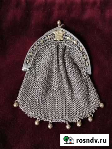 Старинный кошелёк кольчужный серебро, золото 19 в Симферополь - изображение 1