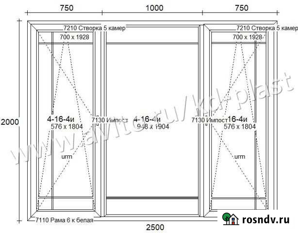 Окно пвх 2500*2000мм, со шпросом по периметру Калининград - изображение 1