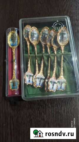 Винтаж;Полдюжины сувенирных чайных ложек с эмалью Подпорожье - изображение 1