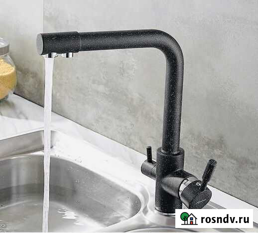 Смеситель с выходом для питьевой воды чёрный Екатеринбург - изображение 1