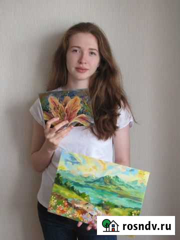 Картина маслом на холсте Пейзаж Цветы Девушки Екатеринбург - изображение 1