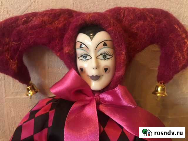 Арлекин Фарфоровый 39 см Проволока Шелк Шерсть Санкт-Петербург - изображение 1