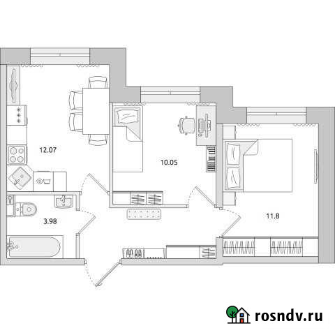 3-комнатная квартира, 44 м², 1/20 эт. на продажу в Санкт-Петербурге Санкт-Петербург - изображение 1