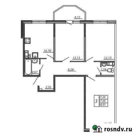 3-комнатная квартира, 68 м², 6/8 эт. на продажу в Щеглово Щеглово