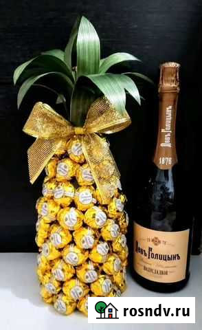 Букет из конфет и шампанского, фруктов и цветов Ростов-на-Дону - изображение 1