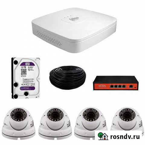 Видеонаблюдение (комплект 4 IP видеокамеры 2 Mpix) Пермь - изображение 1