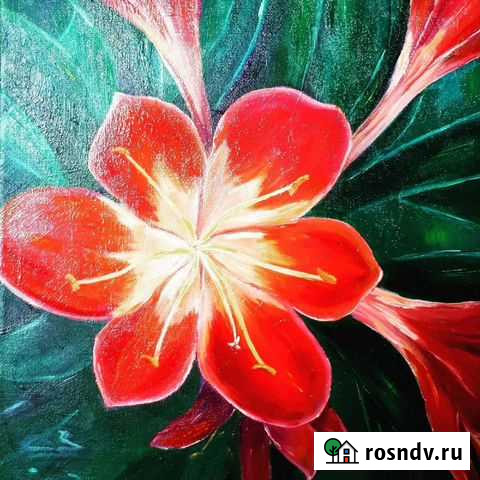 Картина маслом Алый цветок Валдай - изображение 1