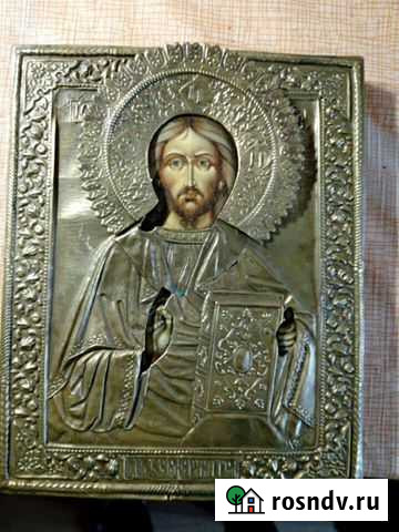 Икона ручное письмо,на старой доске,старинный окла Тверь - изображение 1