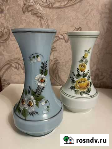 Стеклянные вазы для цветов с росписью, Красномайск Тверь - изображение 1