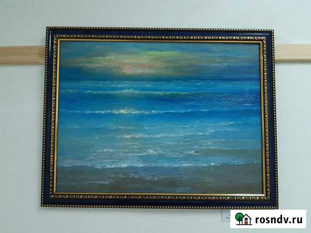 Картина холст масло, с рамкой 700р Заволжье - изображение 1