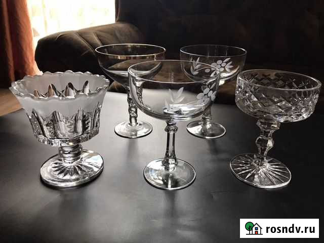 Вазочки на ножке креманки хрусталь стекло СССР Ярославль - изображение 1