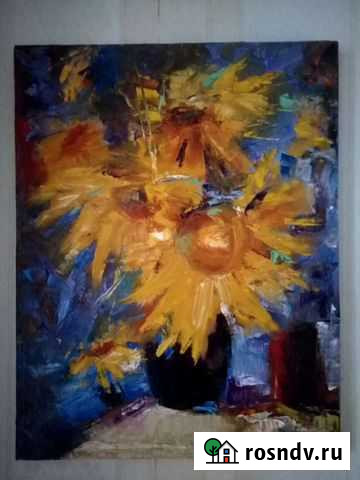 Картина маслом на холсте Подсолнухи Москва - изображение 1