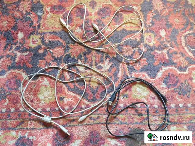 2 кабеля USB -micro USB 1 шт USB A(m) - USB B(m) Минусинск - изображение 1