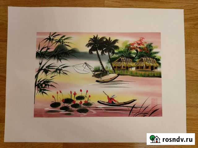 Картина на шелке 45/34 см Мурманск - изображение 1