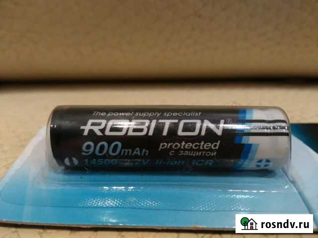 Li-ion ICR14500 Robiton 900mAh 3.7V c защитой Москва - изображение 1