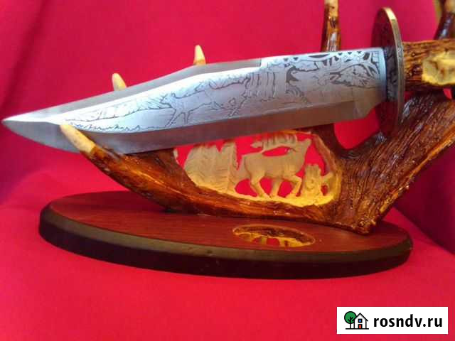 Нож Ревущий олень на подставке рог Белгород - изображение 1