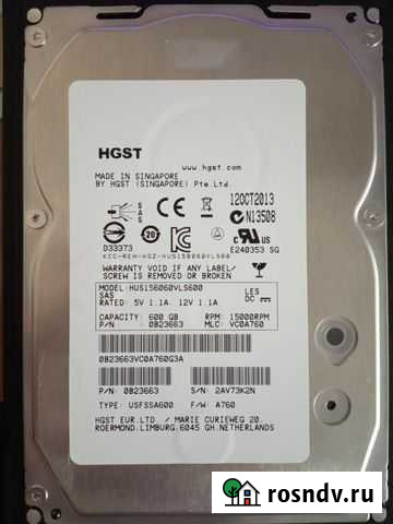 Жесткие диски 3.5 600Gb SAS hgst (Hitachi) Иваново - изображение 1