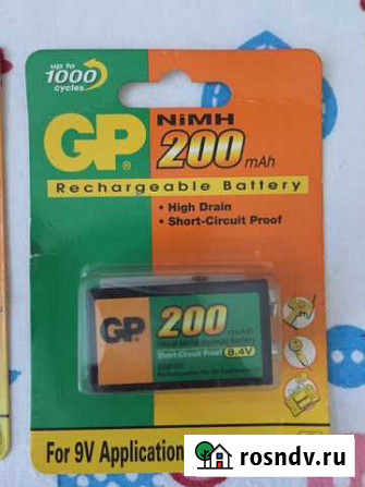 9V Аккумулятор GP 20R8H, 1 шт. 200мAч Тула - изображение 1