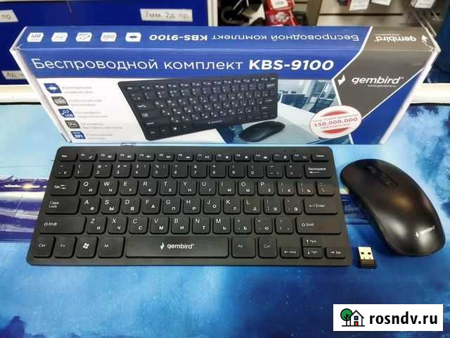 Беспроводная клавиатура + мышь Gembird 90001 Иркутск - изображение 1