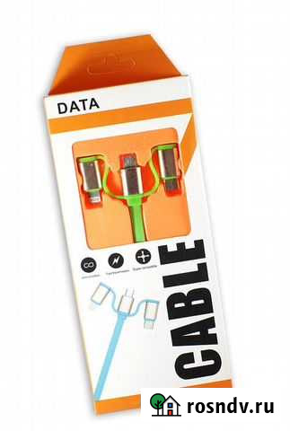 Кабель 3 x 1 data Micro USB+iPhone 5+type C, 48422 Уфа - изображение 1