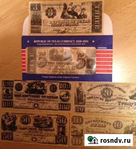 Банкноты Республики Техас 1838-41 годы Реплика Находка - изображение 1