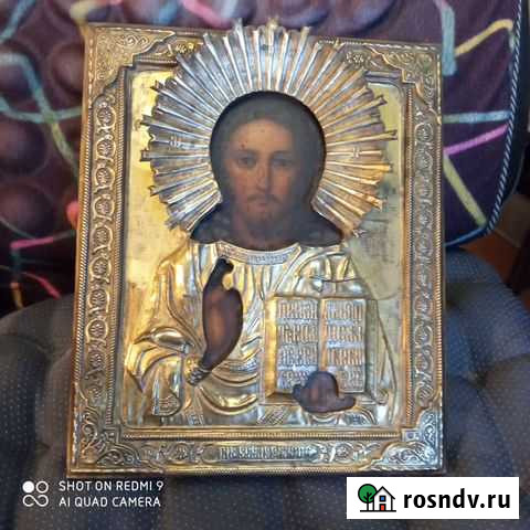 Икона Господь Вседержитель.Размер 22х27.19 век Рыбинск - изображение 1