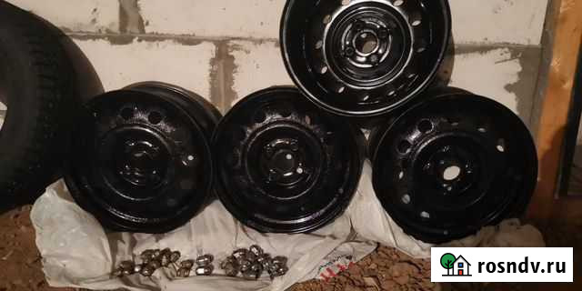 Продам штампованные диски на Kia Rio,зимние шины(п Белебей - изображение 1