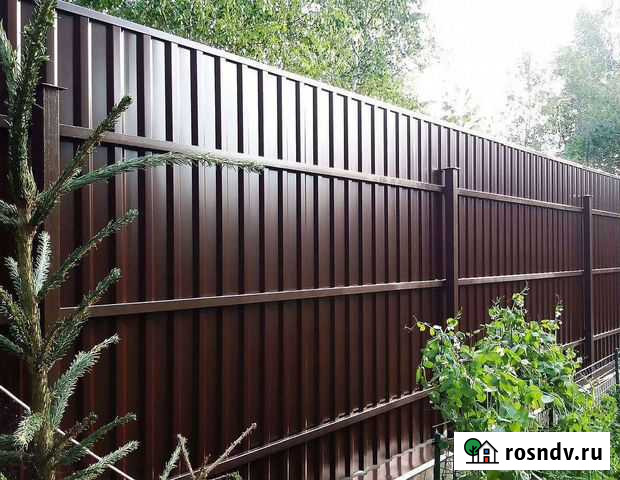 Забор из профнастила, откатные ворота Истра - изображение 1