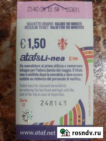 Транспортный билет г.Флоренция Магнитогорск - изображение 1