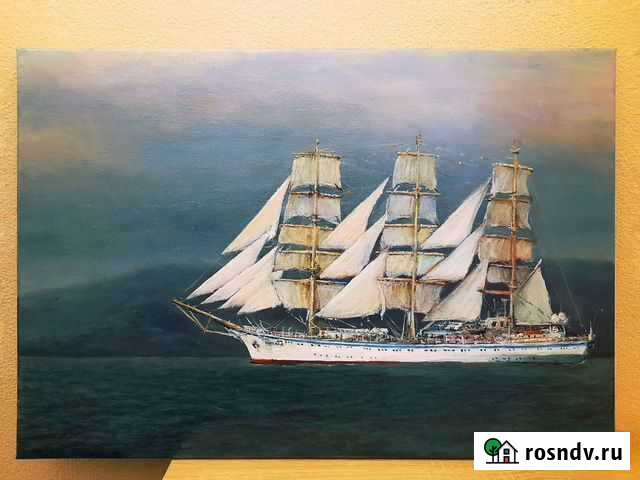 Картина парусник холст масло Калининград - изображение 1