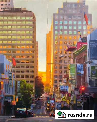 Картина маслом городской рассвет Челябинск - изображение 1