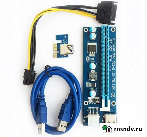 Райзер PCI-e USB 1x-16x 6pin Петропавловск-Камчатский - изображение 1