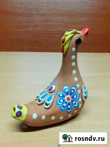 Глиняная Уточка -свистулька СССР (ручная роспись) Красногорск - изображение 1