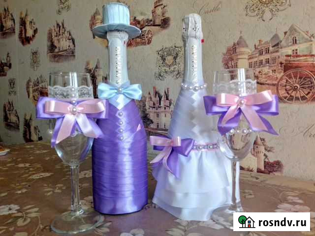 Декор свадебного шампанского Воронеж - изображение 1