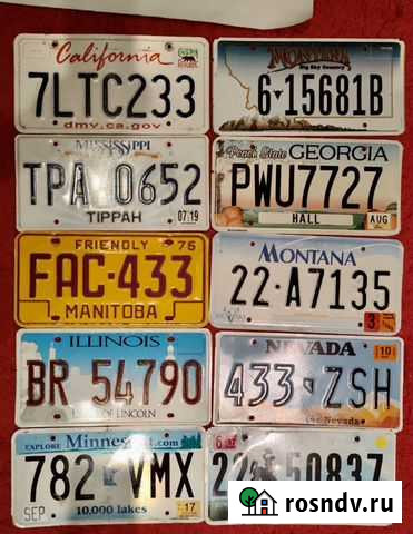 Автономера США канада 10 шт оригинал Брянск - изображение 1