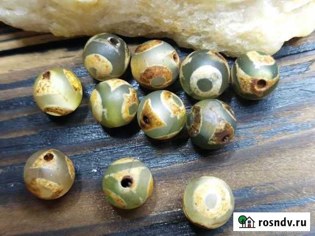 Бусина Дзи 3 глаза зеленый агат Красноярск - изображение 1