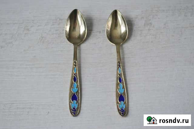 Кофейные ложки серебро 875 эмаль СССР Новосибирск - изображение 1