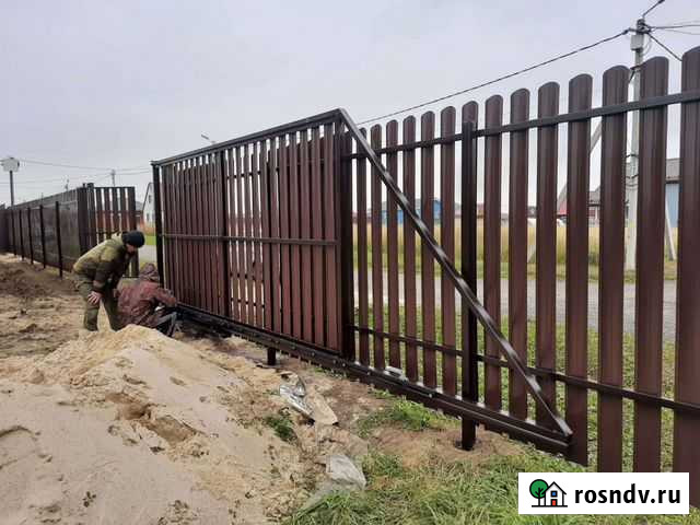 Заборы из профнастила Откатные ворота Штакетник Раменское - изображение 1
