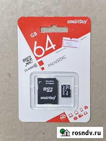Карта памяти 64 MicroSD 10 class с SD адаптером Санкт-Петербург - изображение 1