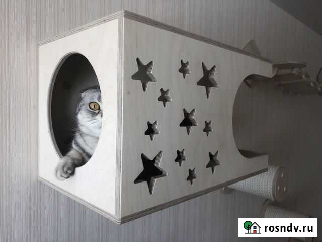 Деревянный настенный домик для кошек / игровой ком Краснодар - изображение 1