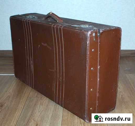 Чемодан - старинный - кожаный - СССР - винтаж Самара - изображение 1