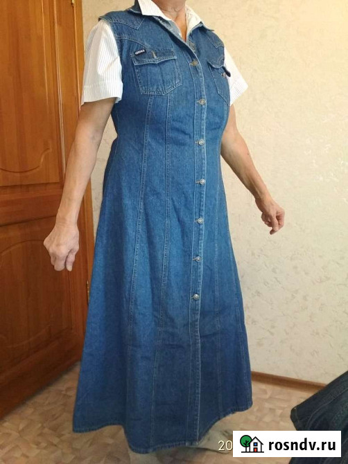 Продам джинс синий платье-сарафан 48-52 Новосибирск - изображение 1