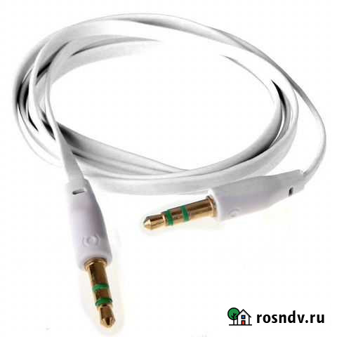 AUX кабель аудио-переходник белый плоский Тюмень - изображение 1