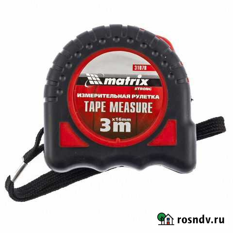 Рулетка 3 м х 16 мм, обрезиненный корпус Matrix Ростов-на-Дону - изображение 1