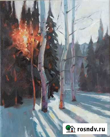 Картина маслом на холсте Зимний пейзаж Волгоград - изображение 1