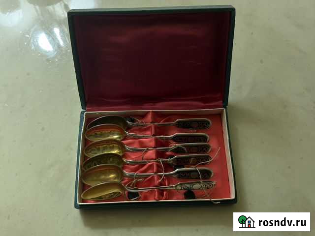 Набор чайных ложек из серебра (875 / с чернением) Ростов-на-Дону - изображение 1