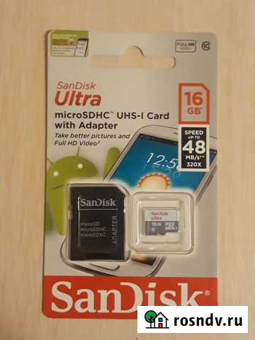 Новая карта памяти micro sd 16 (SanDisc) Москва - изображение 1